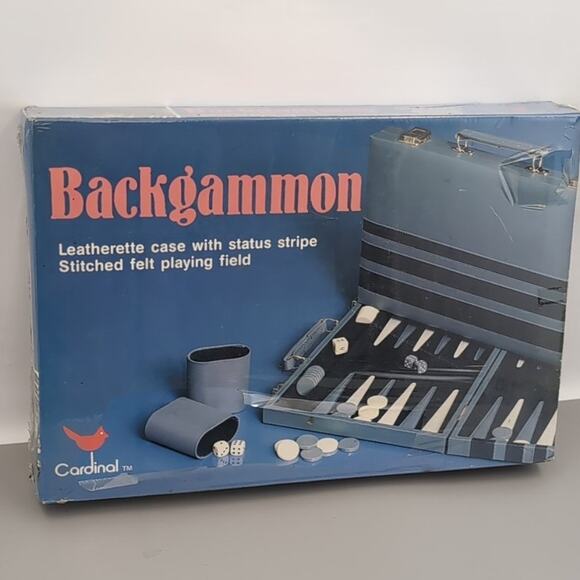 Vintage Cardinal Backgammon Game Premier Edition Leatherette case NEW SEALED. - Picture 2 of 2